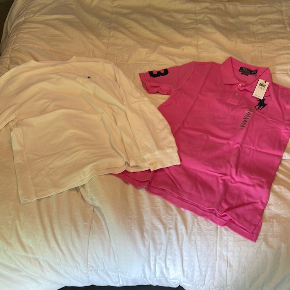 Ralph Loren - Short Sleeve Pink Shirt & Long Sleeve White Shirt